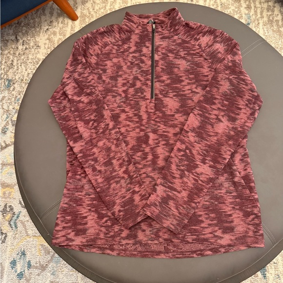 Lululemon Surge Warm 1/2 Zip Jaquard Camo Pullover Shirt Red Burgundy Large - Picture 1 of 12